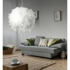 Bon marché 😉 Paris prix PLUME Suspension - Armature : Ø26 cm - Avec plume environ Ø36 cm - Blanche - E14 40W non fournie 😉 -Atmosphera Soldes 3248116270031 7