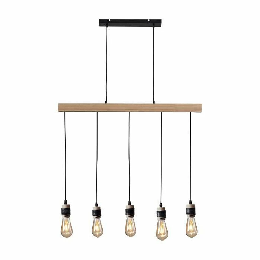 Grosses soldes 🌟 Paris prix DETROIT Suspension industrielle 5 tetes en bois - 7 x 90 x H150 - Noir - Ampoules décoratives E27 40W fournies 💯 5 Grosses soldes 🌟 Paris prix DETROIT Suspension industrielle 5 tetes en bois - 7 x 90 x H150 - Noir - Ampoules décoratives E27 40W fournies 💯 – Image 3