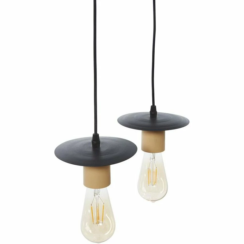 Meilleure affaire 😉 Paris prix Suspension 4 Lampes - Abat-jour disque - Métal noir et bois - NEW DETROIT 🛒 7 Meilleure affaire 😉 Paris prix Suspension 4 Lampes - Abat-jour disque - Métal noir et bois - NEW DETROIT 🛒 – Image 5
