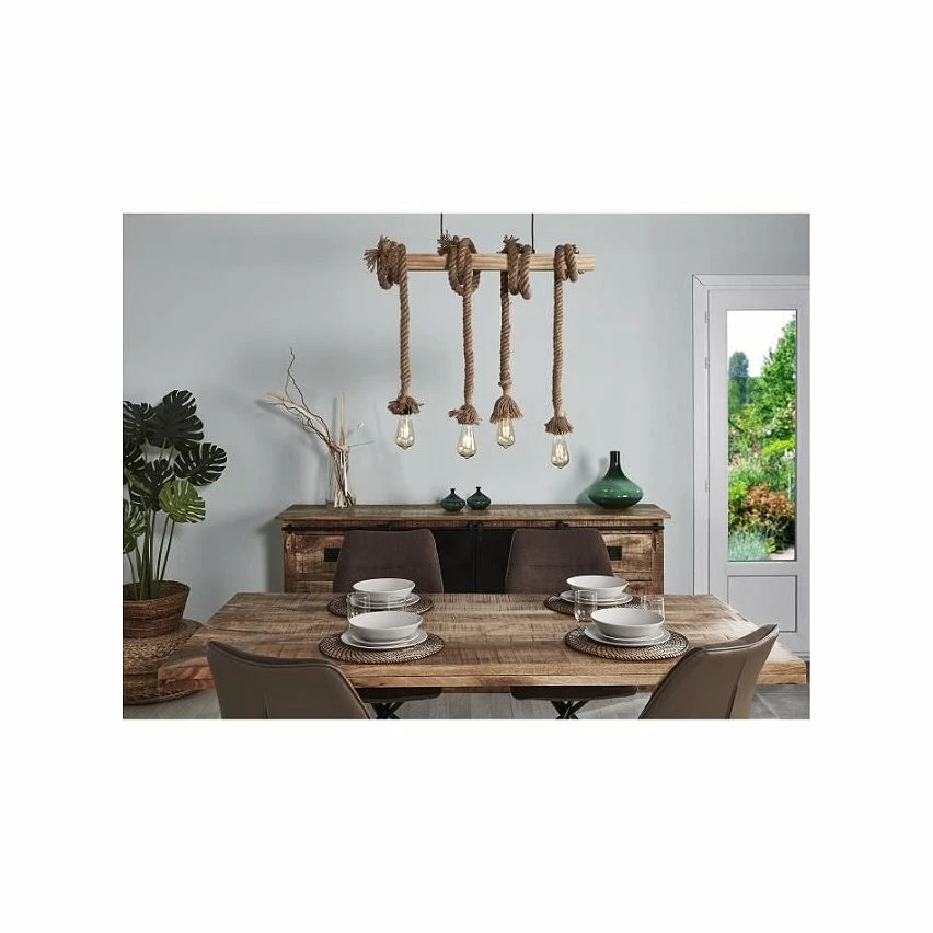 Top 10 🌟 Paris prix Suspension 4 Lampes - Métal noir et bois - NEW DETROIT 💯 4 Top 10 🌟 Paris prix Suspension 4 Lampes - Métal noir et bois - NEW DETROIT 💯 – Image 2