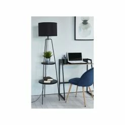De gros ❤️ Interdesign Lampadaire en métal - Abat jour en tissu,Noir - L 45 x P 45 x H157 cm - RONDO 💯 -Atmosphera Soldes 3248116424304 3