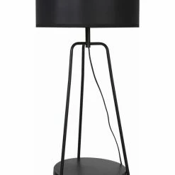De gros ❤️ Interdesign Lampadaire en métal - Abat jour en tissu,Noir - L 45 x P 45 x H157 cm - RONDO 💯 -Atmosphera Soldes 3248116424304 4