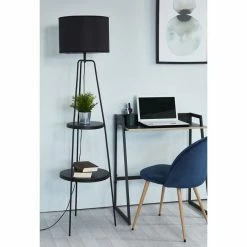 De gros ❤️ Interdesign Lampadaire en métal - Abat jour en tissu,Noir - L 45 x P 45 x H157 cm - RONDO 💯 -Atmosphera Soldes 3248116424304 6