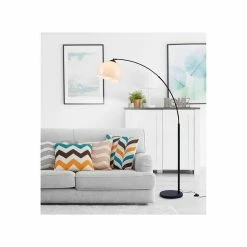 Meilleure vente 👍 Paris prix DAISY Lampadaire Arc - Métal Noir - Réflecteur Acrylique Blanc - L 30 x P 110 x H 170 🥰 -Atmosphera Soldes 3248116516030 2