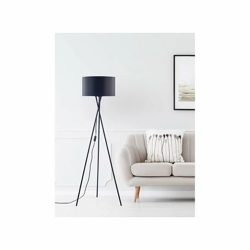 Budget ❤️ Paris prix Lampadaire Trépied Métal Noir - Abat jour en tissu Noir et doré - D 34 x H 140 cm ⌛ 4 Budget ❤️ Paris prix Lampadaire Trépied Métal Noir - Abat jour en tissu Noir et doré - D 34 x H 140 cm ⌛ – Image 2