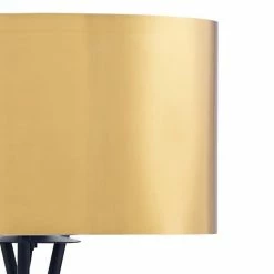 Vente flash 😍 Paris prix Lampadaire Trépied Métal Noir - Abat jour Doré et Chromé - D 34 x H 140 cm 😍 -Atmosphera Soldes 3248116521775 5