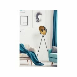 Grosses soldes ⭐ Paris prix MOVIE Lampadaire trépied - H 148 cm - Tete : Ø 35 cm - Noir et doré 🔥 -Atmosphera Soldes 3248116652301 3