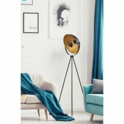 Grosses soldes ⭐ Paris prix MOVIE Lampadaire trépied - H 148 cm - Tete : Ø 35 cm - Noir et doré 🔥 -Atmosphera Soldes 3248116652301 5