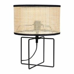 Nouveau 🧨 Ostaria Lampe métal rotin Yuca noir 🧨