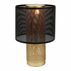 Remise 🛒 Ostaria Lampe Ida métal doré abat-jour noir ajouré 😀 -Atmosphera Soldes 3482731475451 4