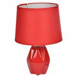 Coupon ⭐ Paris prix Lampe à Poser Design "Géométrique" 29cm Rouge 💯