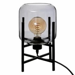 Coupon ❤️ Atmosphera Lampe à Poser en Verre "Rob" 34cm Noir ❤️