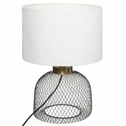Nouveau 🥰 Atmosphera Lampe à Poser Grillage "Emie" 38cm Noir & Blanc ⌛