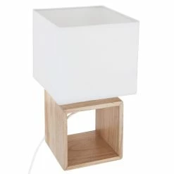 Meilleur prix 🤩 Atmosphera Lampe à Poser "Carré" 32cm Beige 🔔