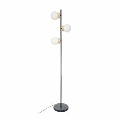 Meilleur prix 👏 Atmosphera Lampadaire Bleu navy 3 Boules Blanches en verre H 161 cm ❤️