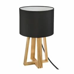 Nouveau ❤️ Atmosphera Lampe à Poser en Bois "Scandinave" 35cm Gris 💯 -Atmosphera Soldes 3560237548319 1