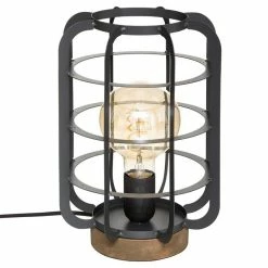 Coupon 💯 Lampe métal et bois H28 Berry Atmosphera - Gris 💯