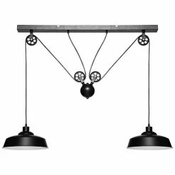 Nouveau 🔔 Suspension double métal L120 Ezio noir Atmosphera - Noir 🔔