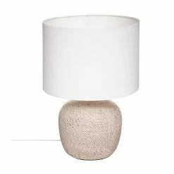Meilleur prix ❤️ Atmosphera Lampe à poser en Céramique Beige et Abat jour Blanc H 39.5 cm ✨