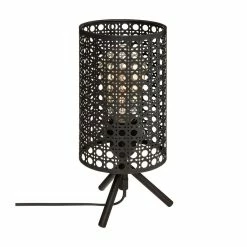 De gros 👏 Atmosphera Lampe à poser en Métal Noir Cannage H 28 cm 🧨