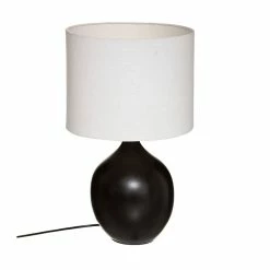 Grosses soldes 🎉 Atmosphera Lampe à poser en Céramique Noire et Abat jour Blanc H 51.5 cm ✔️