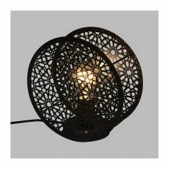 Le moins cher 😍 Atmosphera Lampe à poser ronde en Métal Noir D 22 cm 👍 -Atmosphera Soldes 3560237586168 2