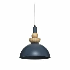 Remise 🔥 Atmosphera Luminaire Suspension en Métal Bleu et Bois D 31 cm ❤️ -Atmosphera Soldes 3560237586441 1