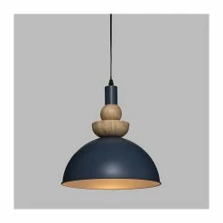 Remise 🔥 Atmosphera Luminaire Suspension en Métal Bleu et Bois D 31 cm ❤️ -Atmosphera Soldes 3560237586441 2