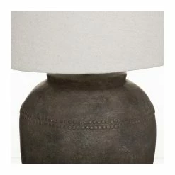 Meilleur prix 💯 Atmosphera Lampe Ailen en Céramique Marron et Abat-jour Blanc cassé H 60 cm 🔥 -Atmosphera Soldes 3560237586601 3