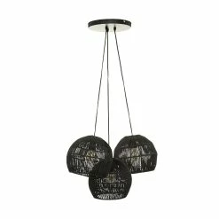 Coupon ⭐ Atmosphera Luminaire Suspension en Corde 3 Têtes D. 25 x H. 95 cm 🎁