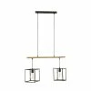 De gros 🛒 Atmosphera Luminaire Suspension 2 Lampes en Métal Noir et Bois d'Acacia 🥰