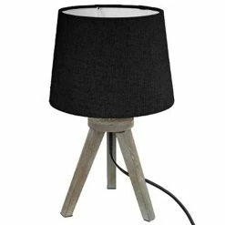 Meilleur prix ❤️ Atmosphera Lampe en Bois brossé et Abat-jour Beige Lin H 31 cm ⌛
