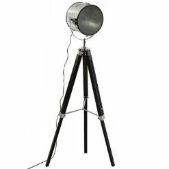 Le moins cher 🌟 Atmosphera Lampadaire Trépied en Métal & Bois "Ébor" 150cm Noir ✨