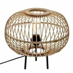 Promo 😍 Atmosphera Lampe à Poser Bambou "Eads" 34cm Naturel 🧨