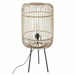 Promo ✨ Atmosphera Lampadaire Trépied Bambou "Eads" 73cm Naturel 🔔