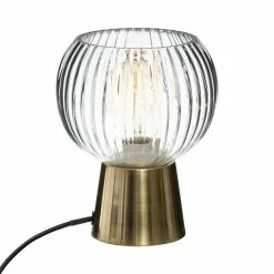 De gros 🎉 Atmosphera Lampe à Poser en Verre "Laye" 19cm Or ✔️