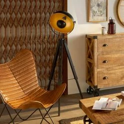 Nouveau 💯 Atmosphera Lampadaire Trépied Design "Lahti" 162cm Noir & Or 🤩 -Atmosphera Soldes 3560238704691 5