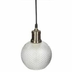 Coupon 🤩 Atmosphera Lampe Suspension Boule en Verre "Iris" 19cm Or 💯