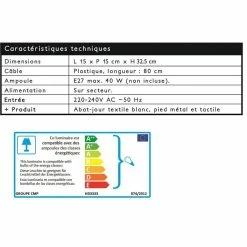 Coupon 🧨 The Home Deco Factory Lampe touch en métal cuivré 32.5 cm noir 💯 -Atmosphera Soldes 3561864333330 4