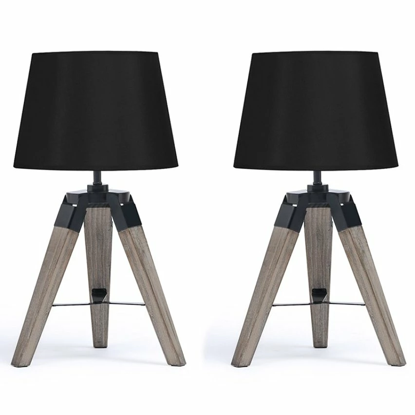 Le moins cher đ IDMARKET Lot de 2 lampes de chevet d'appoint HILDA sur pied en bois foncĂ© noires â 3 Le moins cher đ IDMARKET Lot de 2 lampes de chevet d'appoint HILDA sur pied en bois foncĂ© noires â