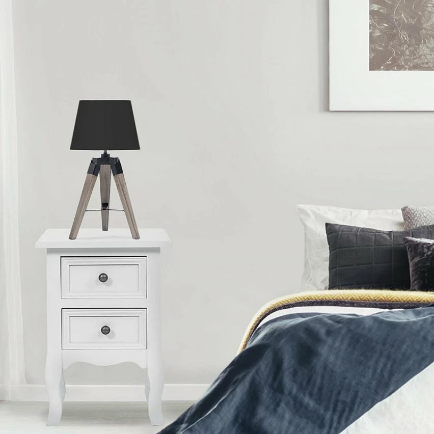 Le moins cher đ IDMARKET Lot de 2 lampes de chevet d'appoint HILDA sur pied en bois foncĂ© noires â 6 Le moins cher đ IDMARKET Lot de 2 lampes de chevet d'appoint HILDA sur pied en bois foncĂ© noires â â Image 4