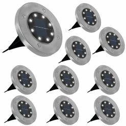 Budget 🌟 IDMARKET Lot de 10 disques solaires à LED spots de jardin à planter 🎉