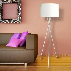 Promo 🧨 Altobuy VARSK - Lampadaire Gris 160cm Piètement Trépied Métal Chromé 🌟 -Atmosphera Soldes 3663738033114 6