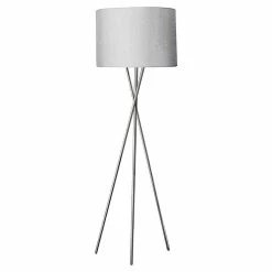 Promo 🧨 Altobuy VARSK - Lampadaire Gris 160cm Piètement Trépied Métal Chromé 🌟