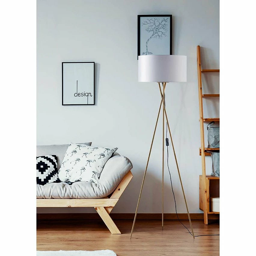 Offres 🌟 Altobuy VARSK - Lampadaire Blanc 140cm Piètement Trépied Métal Doré 🎁 5 Offres 🌟 Altobuy VARSK - Lampadaire Blanc 140cm Piètement Trépied Métal Doré 🎁 – Image 3