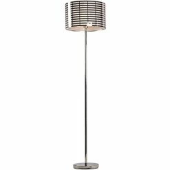 Nouveau ✔️ Altobuy LINEA - Lampadaire Argenté Abat-Jour Motif Lignes Diam. 40 cm 💯