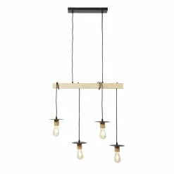 Meilleure vente 👏 Altobuy MAGELAN - Suspension en Bois et Métal Noir 4 Ampoules 🥰 -Atmosphera Soldes 3663738037631 5