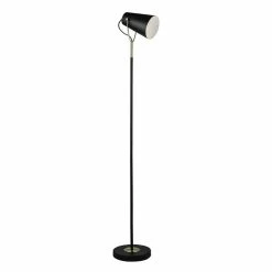 Nouveau 👏 Altobuy STUDIO - Lampadaire Pied et Abat-jour en Métal Noir Détails Dorés 😀