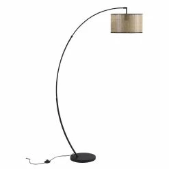 De gros ✨ Altobuy ISAAC - Lampadaire en Métal Noir Abat-jour en PVC Aspect Cannage 💯