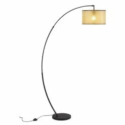 De gros ✨ Altobuy ISAAC - Lampadaire en Métal Noir Abat-jour en PVC Aspect Cannage 💯 -Atmosphera Soldes 3663738038652 3